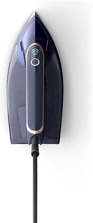 Philips Azur 8000 Series Steam Iron - 85 g/min continuous steam, 260 g Turbo steam boost, 3000 W, OptimalTEMP Technology, SteamGlide Elite soleplate, Dark Blue (DST8050/20) 260 g steam boost, 85 g continuous steam, Dark Blue/Gold