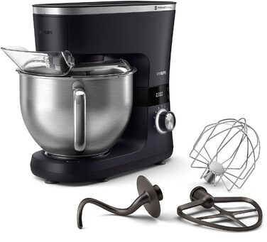Кухонна машина Philips 7000 Series 5,5 л, 1000 Вт, 8 швидкостей, ProKnead, LED таймер, насадки для замішування та збивання, HR7962/01