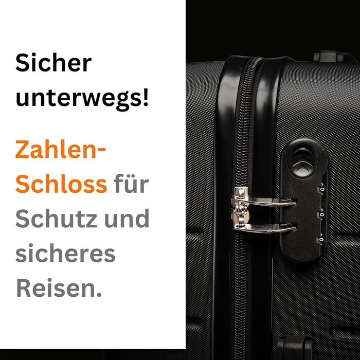 Чемодан NOWI Bergamo: водостійкий, 8 коліс, 360°, телескопічна ручка, повне внутрішнє оздоблення (M, Чорний полунічний)