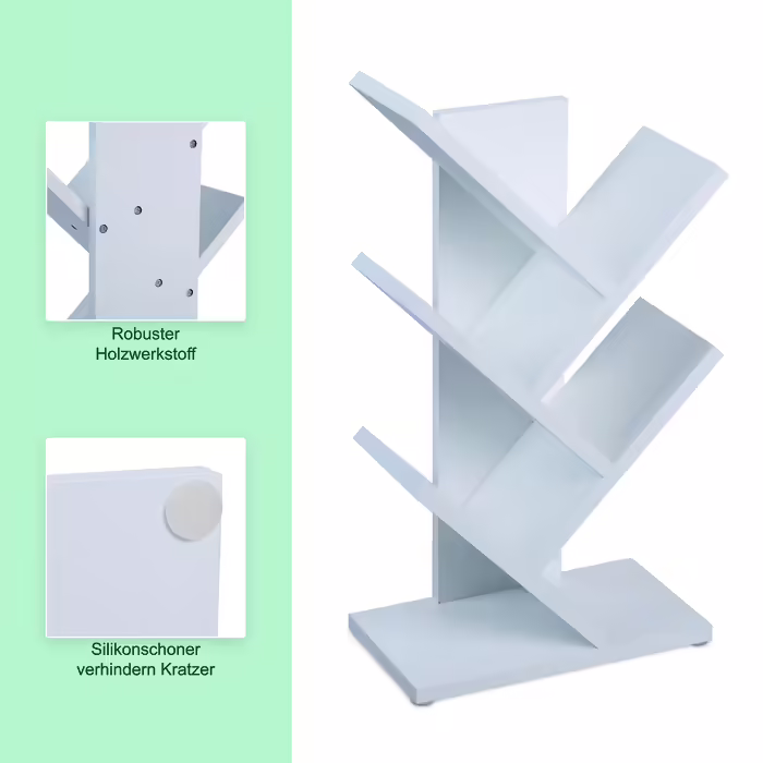 Relaxdays White Bookshelf in Tree Shape