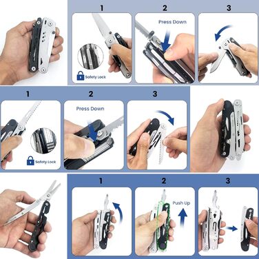 Мультитул HONZIN 12-в-1 з нержавіючої сталі, мультиінструмент з ножицями та набором біт, для кемпінгу та активного відпочинку