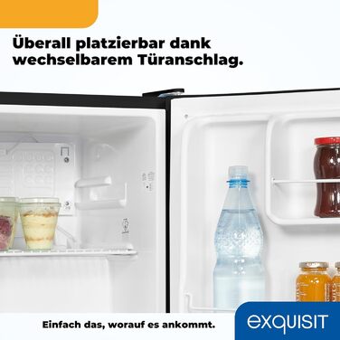 Міні-холодильник Exquisit 40 л, білий, ширина 45 см, висота 51 см, без морозильної камери, двері відкриваються зліва/справа, модель KB505-V-040E