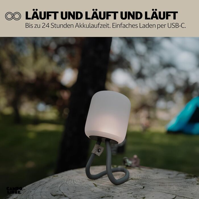 Campo Libre.® LENI I Camping Lamp I flexible Outdoor Lamp for Hanging, Standing, and Mounting I dimmable Camping Light I rechargeable I Balcony Lamp, Camping Light, Outdoor Table Lamp