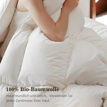 BPC Medium Down Comforter 200x200, All-Season Bedspread, Transitional Comforter | 100% Organic Cotton, Goose Down Filling, Öko-Tex and RDS Standard Comforter, 200x200 cm, Ivory White 200 x 200 cm Ivory White/All-Season