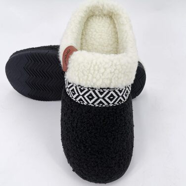 Жіночі тапочки ofoot Fuzzy House з пухнастим флісом, теплі домашні капці для дому та вулиці, чорні