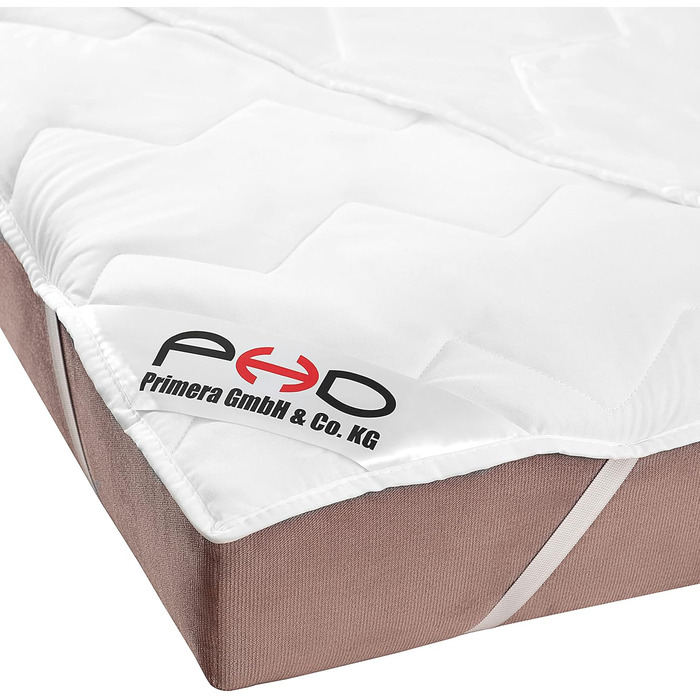 PHD Primera Mattress Protector 200x200 cm - Washable at 60°C and recommended for allergy sufferers for more hygiene in bed. Mattress pad and mattress protector for mattress, box spring bed, and topper for 200 x 200 White