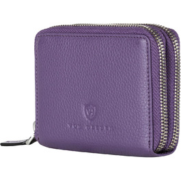 VON HEESEN Leather Wallet with RFID Blocker - Wallet for Women & Men made of Genuine Leather - Wallet with Coin Pocket - Purse for Women and Men in Violet