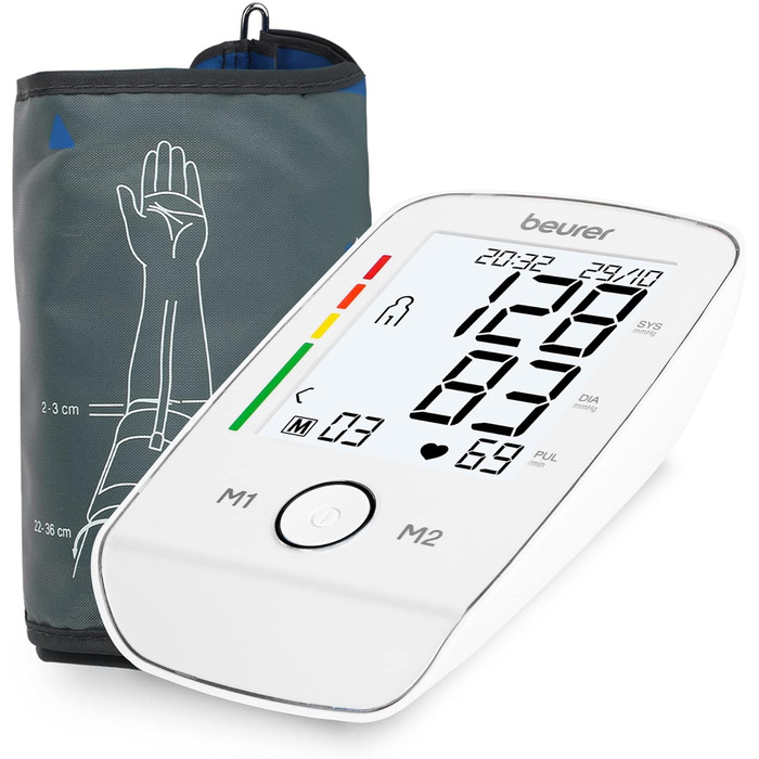Тонометр Beurer BM 45 для вимірювання артеріального тиску на плечі, білий