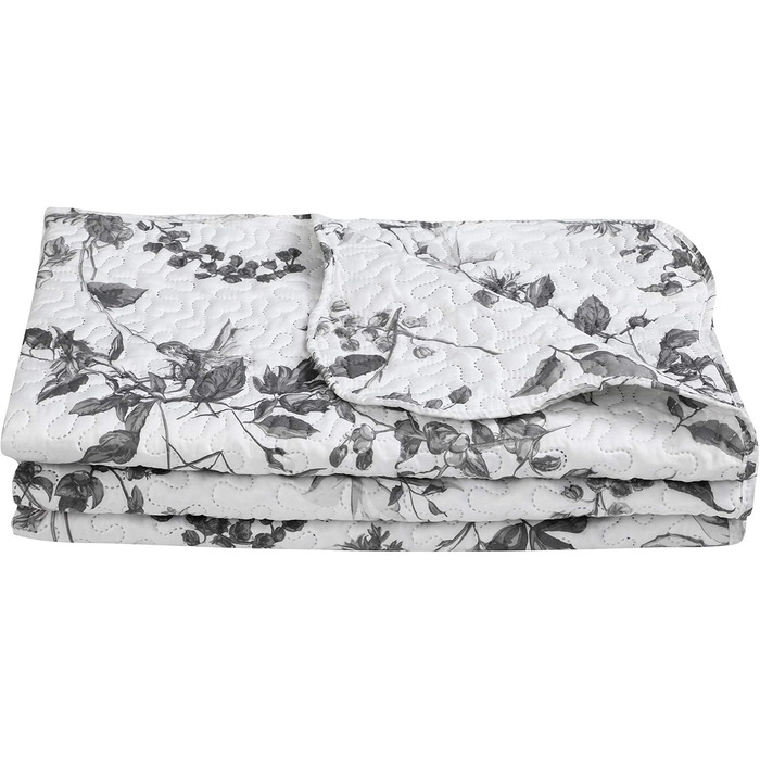 Набір постільної білизни Marina Decoration з ковдрою та двома наволочками, сірий візерунок хризантем, розмір King