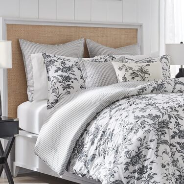 Комплект постільної білизни Laura Ashley Kingsize: двостороння бавовняна постіль з наволочками (Queen, Amberley Black/White)