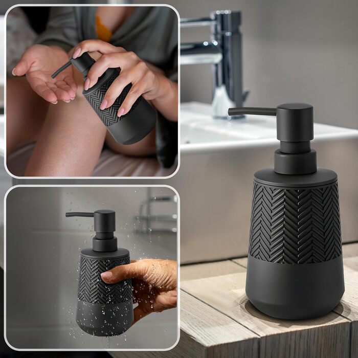 Дозатор мила та мийного засобу чорного кольору, 280 мл, для кухні