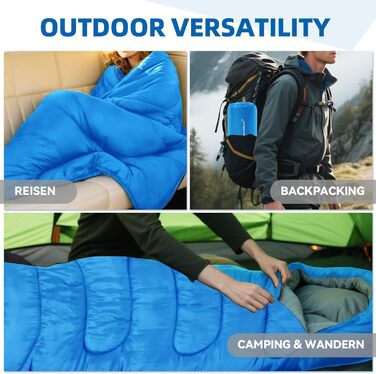 Спальний мішок Clostnature для кемпінгу та подорожей: легкий, компактний, 3 сезони (синій, 0.9 кг)