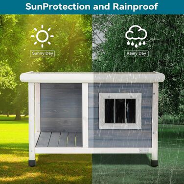 Будинок для собак Petsfit з балконом та терасою, вулиця, 85x62x52 см, сірий