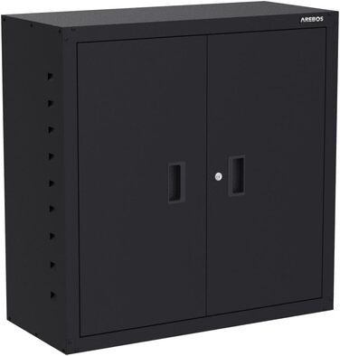 Металевий офісний шафа Arebos, чорний, 90x90x40 см, з регульованою полицею, для зберігання документів і матеріалів