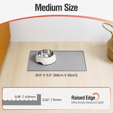 Килимок для годування собак та котів Conlun, 48 x 30 см, неслизький, водонепроникний, з піднятим бордюром, для миття в посудомийній машині