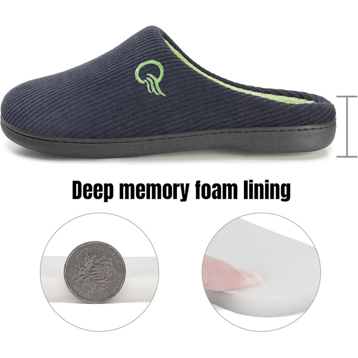 Тапочки домашні Mishansha для чоловіків та жінок, зимові, з memory foam, розмір 36-47, комфортні, сірі та темно-сині