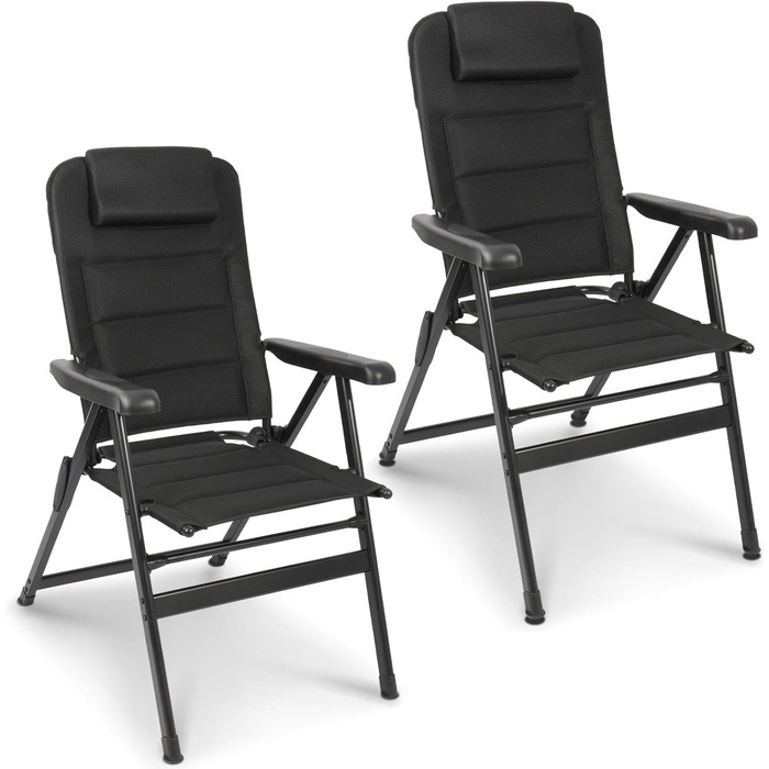 Крісло для кемпінгу Homecall складне, 150 кг, для саду, балкону, риболовлі, чорне, з регульованою спинкою та підлокітниками