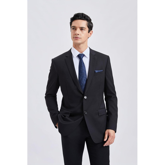 Краватка для чоловіків HISDERN з нагрудником у паєтному стилі, класичний комплект краваток та хустинки (Темно-синій)