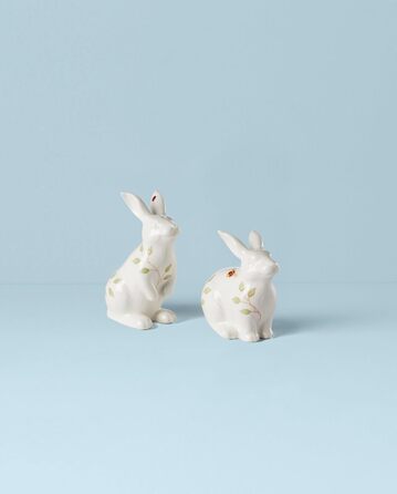 Lenox 893456 Butterfly Meadow Bunny Salt & Pepper Shakers, Porcelain, Multicolor