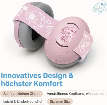 Навушники для захисту вух дитини 3-6 років. Комфортні, сертифіковані CE. Захист від шуму для концертів, подорожей та повсякденного використання. Без тиску на велике джерельце. Білі/Рожеві.