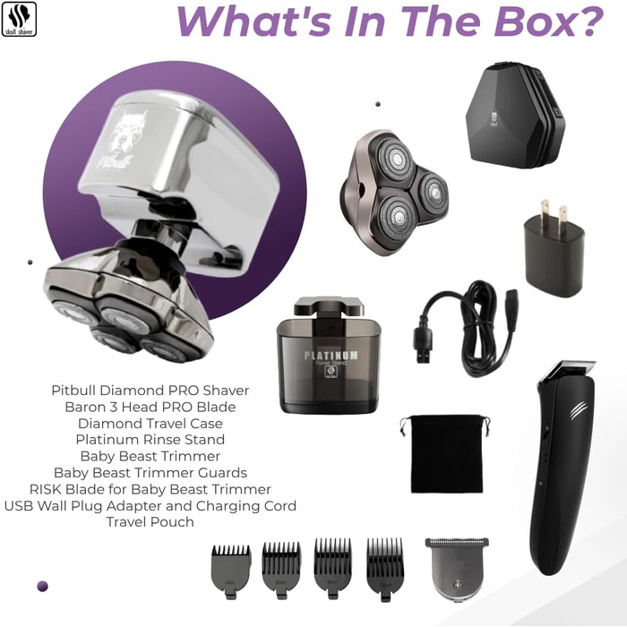Pitbull Diamond PRO - electric shaver with Baby Beast trimmer - waterproof, powerful, and stylish