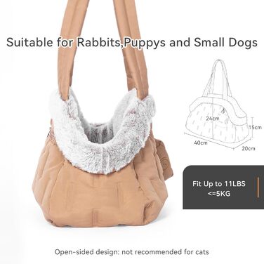Сумочка для собак, переноска для цуценят, переноска для маленьких собак, сумочка для годування, 40x20x24 см, хакі, каррі