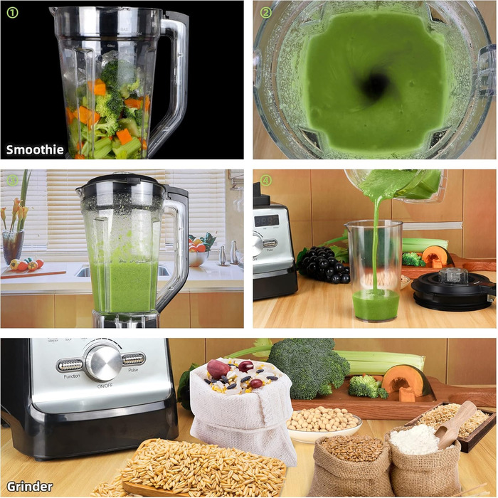 BioloMix High-Performance Blender 2200 W, Self-Cleaning Function, Stand Mixer 2L Container and 600ml Travel Cup BPA Free. Smoothie Mixer (T5900, Black) T5900 Black