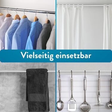 Висувна штанга для душу Benkstein® без свердління, 125-230 см - нержавіюча сталь, 12 кілець, телескопічна, стабільна, без свердління