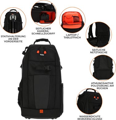 Рюкзак для камери Rollei Fotoliner Ocean L: великий, з перероблених PET-пляшок, з дощем. захистом, розмір ручної поклажі, чорний