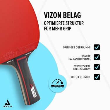 Тенісний стіл Joola Match PRO: схвалений ITTF, універсальний, змагальний стіл для пінг-понгу, 4 зірки, чорний/червоний, товщина гуми 1.8 мм