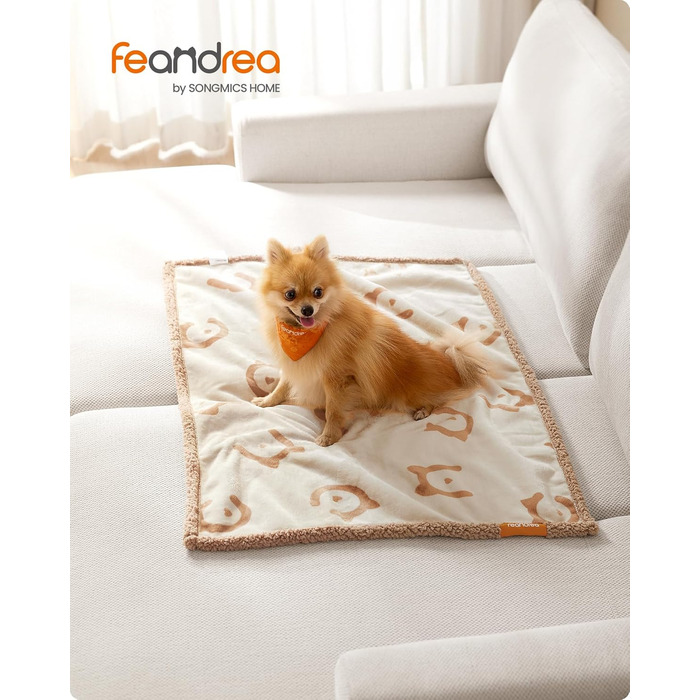 Водонепроникний коврик для собак Feandrea, Sherpa Fleece, 152 x 127 см, XL, для собак та котів, захист дивану, машинне прання, бежевий