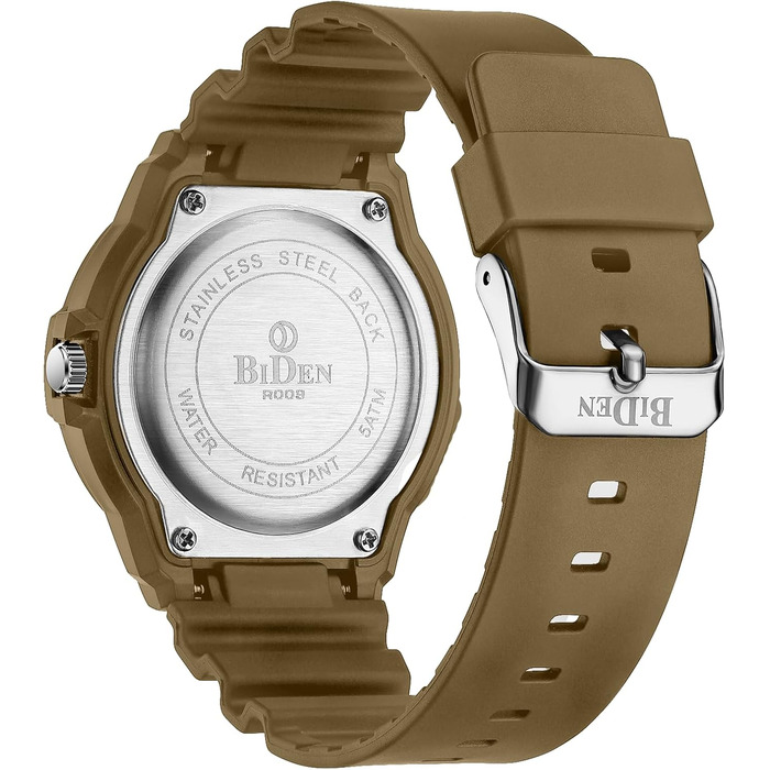 HANPOSH чоловічий годинник: аналоговий кварцовий годинник для чоловіків з датою, водонепроникний 50M, стильний дизайн, силіконовий ремінець (06- Khaki Schwarz)