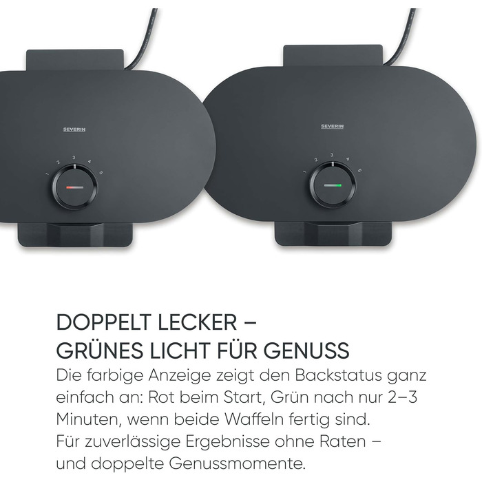 Severin WA 2106 Electric Heart-Shaped Waffle Maker - Slim Design, Non-Stick Coating