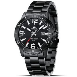 Годинник чоловічий LN LENQIN з нержавіючої сталі, водонепроникний, з датою, кварцовий, аналоговий, чорний, бізнес-стиль