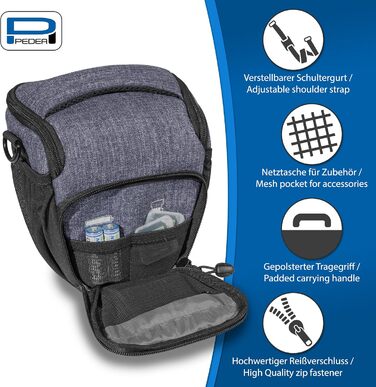 Сумка для камери Pedea: стильна модель для DSLR/SLR/System Camera з дощовиком, сіра