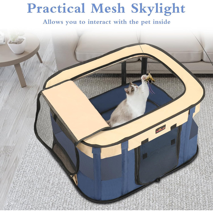Клітка-загон для собак Aivituvin, переносний загон для котів та інших тварин, розкладний вольєр для собак, намет-коробка з сумкою для транспортування, для дому та вулиці, для маленьких тварин, розмір M (блакитний)