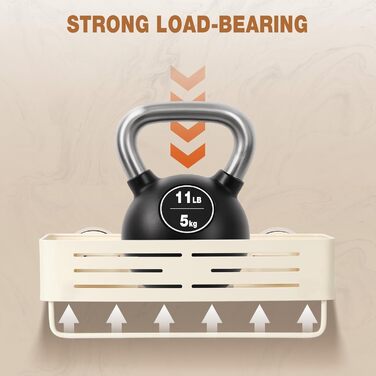 Сучасна душова полиця Lekesky, стійка до іржі, 2 шт, Gunmetal Grey, алюміній, на присосках, без свердління, з 12 гачками (кремовий - з тримачем для рушників, прямокутна)