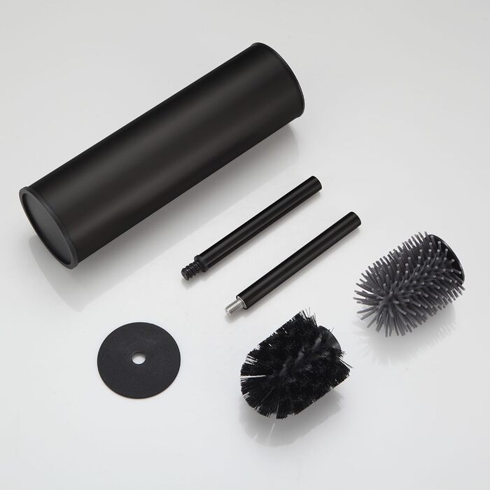 Підлогова щітка для унітазу DAZI, чорна матова, з 2 щітками для глибокого очищення, захист від бризок та засмічень