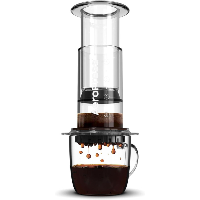 Прозора кавоварка AeroPress Clear 3-в-1: френч-прес, пуровер, еспресо – портативна міні-кавоварка для подорожей без гіркоти