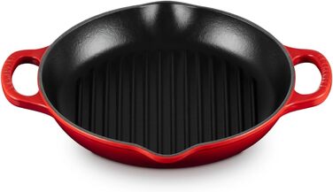 Чавунна кругла гриль-сковорода Le Creuset Signature, 25 см, для всіх плит і духовок, червона