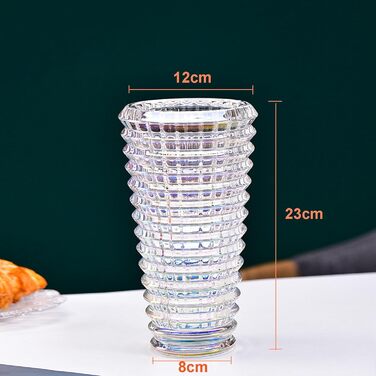 Ваза скляна 23см Kristallglas, циліндрична, прозора для квітів та декору, велика, для дому, подарунок