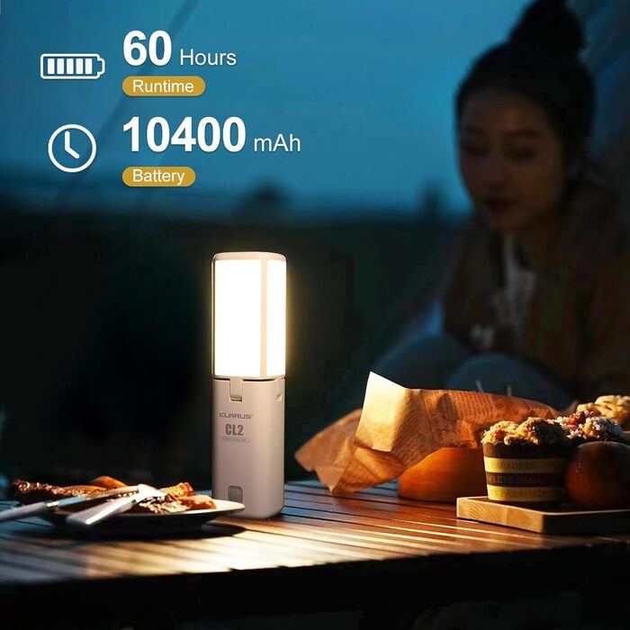 KLARUS CL2 Multifunctional Camping Lamp, 10000 mAh Rechargeable Deform Camping Light, 750 Lumens Camping Lantern with 8 Lighting Modes, IPX5 for Tents, Fishing, Emergency Hiking