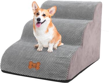 Сходинки для собак маленьких порід, 3 сходинки, 40 см, знімна та миюча, з м'якого пінополіуретану, антиковзкі, для котів та собак, для ліжка/дивану/автомобіля