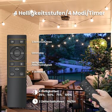 LED гірлянда Yuusei для декору: 100+4 лампочки, тепле світло, IP45, 45м (2x30м), для саду, балкону, вечірки