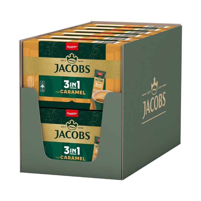Кава розчинна 3в1 Jacobs карамель, стіки з цукром та вершками, 120 шт x 11.2г (1.34 кг)