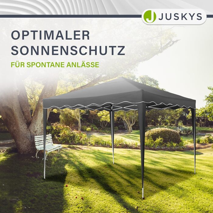 Juskys Pop-up Gazebo Vivara 3x3 m - Adjustable Height Pop-up Gazebo, UV50+ & Water-Resistant - Garden Tent with Bag - Party Tent for Garden - Grey