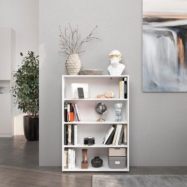 Білий книжковий стелаж KOMTO Regal 80 см, 3 рівні, регульовані полиці, універсальна книжкова шафа для зберігання, 80x90x24 см