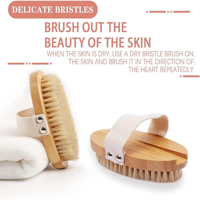 Щітка для тіла з довгим руків'ям, щітка для спини знімний руків'я, 2 головки, щітка для тіла для видалення, скрубер для спини у душі, натуральна щетина, для очищення тіла