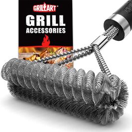 Щітка для гриля GRILLART без щетини, комбінована з дротом, безпечна та ефективна щітка для очищення гриля 43,2 см, для газових, порцелянових та Charbroil-решіток – аксесуар для гриля