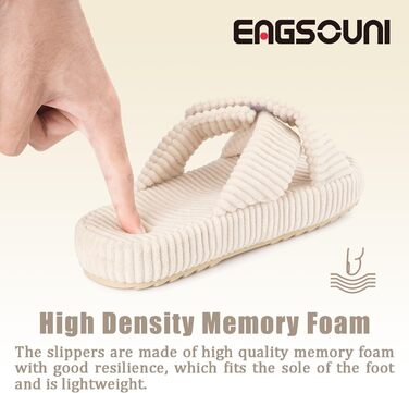 Жіночі домашні тапочки з Memory Foam, зручні, з перехресними ремінцями, антиковзні, для дому та сну, колір бежевий (37/38 EU)